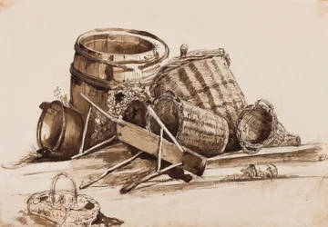 Paniers, barils et banc, avec ajouts par le prince Alfonso Maria di Borbone, 1853